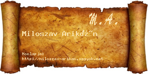 Miloszav Arikán névjegykártya
